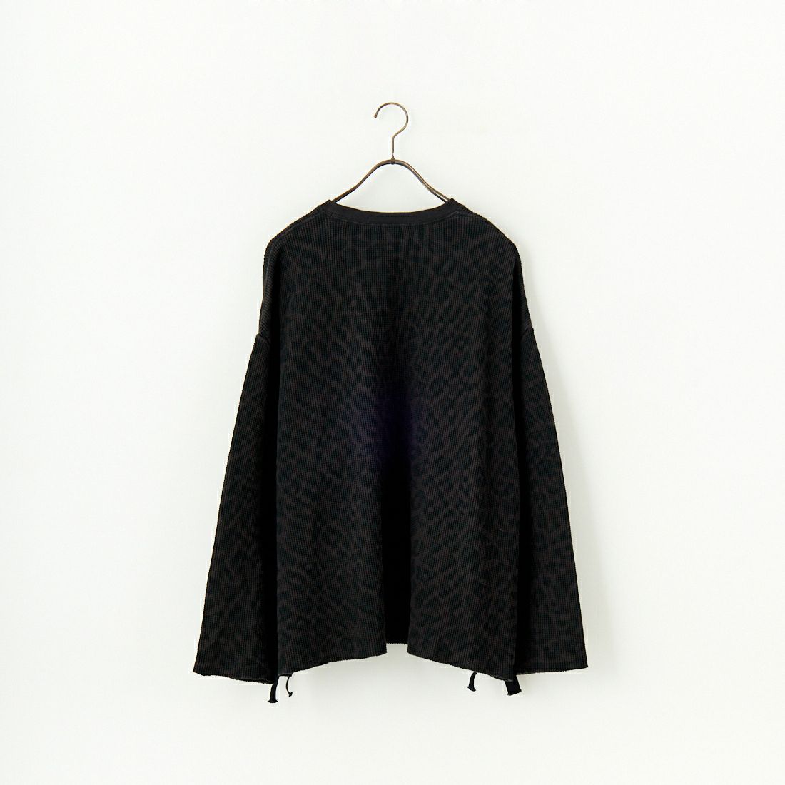 レオパードワッフルテープド ルーズスリーブTシャツ CHARCOAL