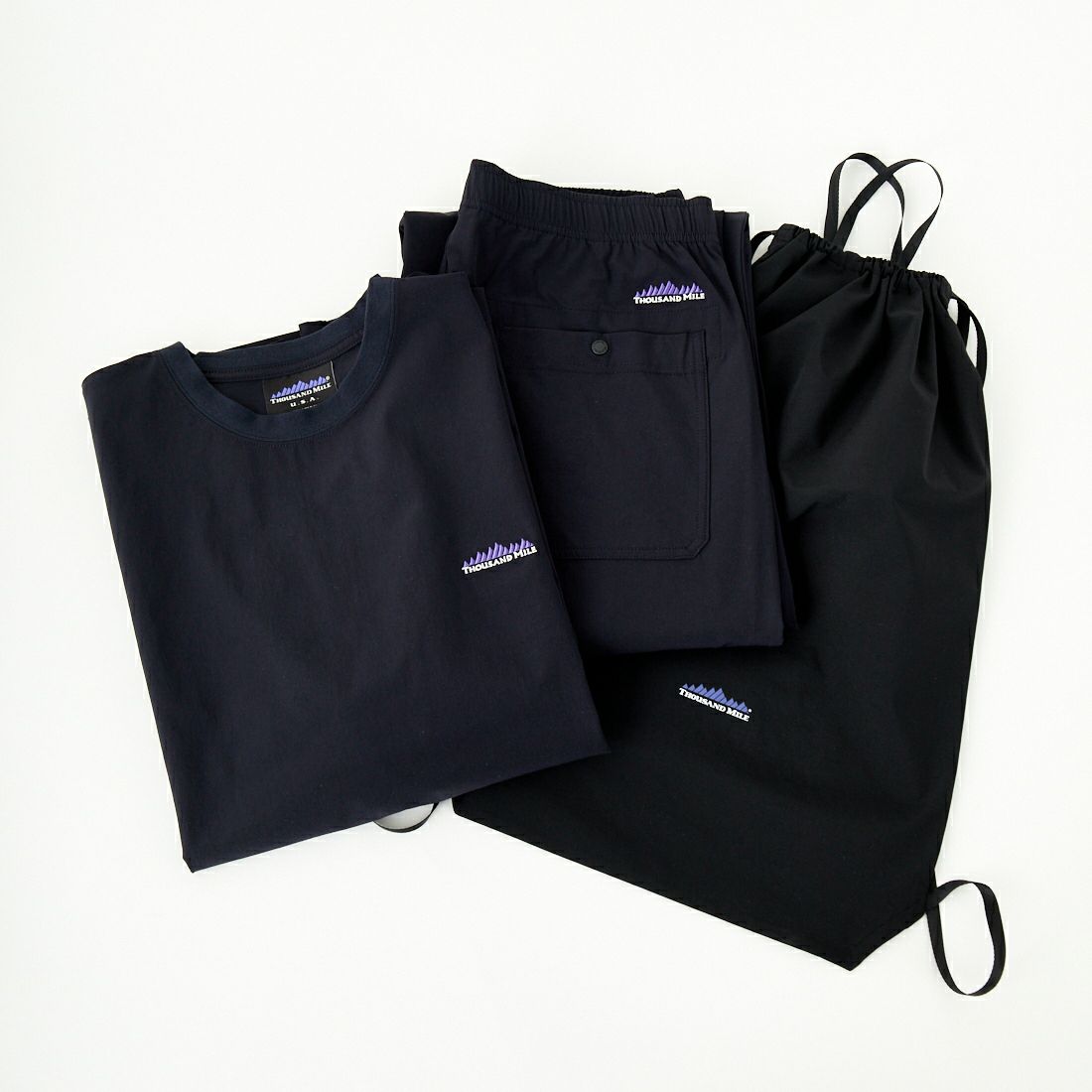 THOUSAND MILE [サウザンド マイル] ショートスリーブTシャツ&パンツ 3Pセットアップ [TM251NP00011] NAVY
