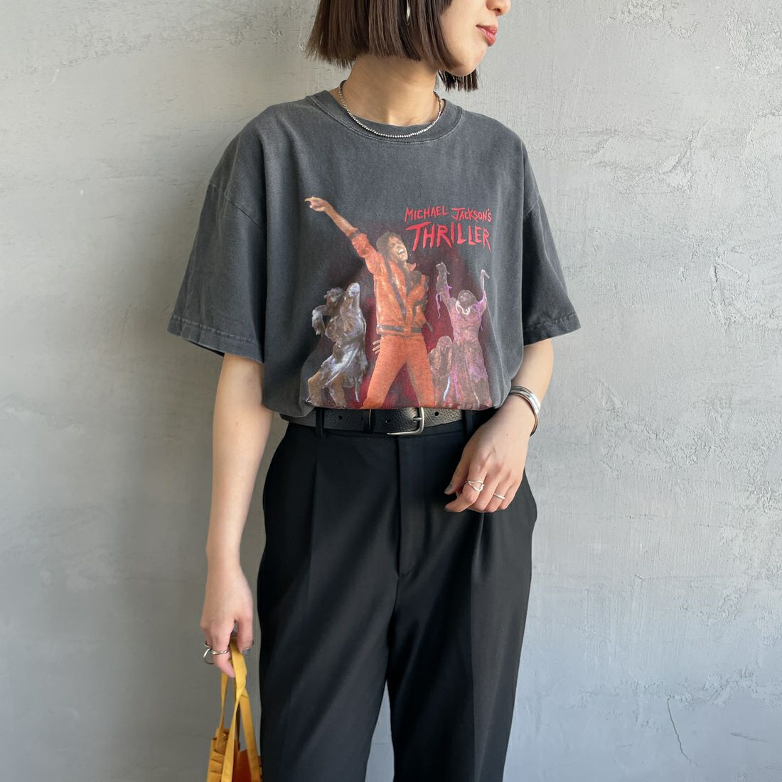 GOOD ROCK SPEED [グッドロックスピード] MICHAEL JACKSON PHOTO T-SHIRT by GOOD ROCK SPEED [25MJK003W] CHARCOAL &&モデル身長：160cm 着用サイズ：F&&