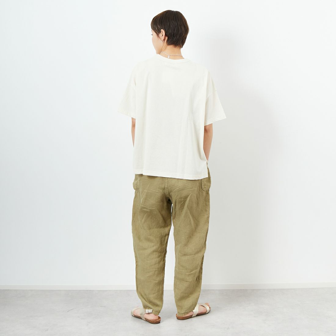 tumugu: [ツムグ] オーガニック空紡天竺 半袖Tシャツ [TC24111-WA] 06 KINARI &&モデル身長：160cm 着用サイズ：F&&