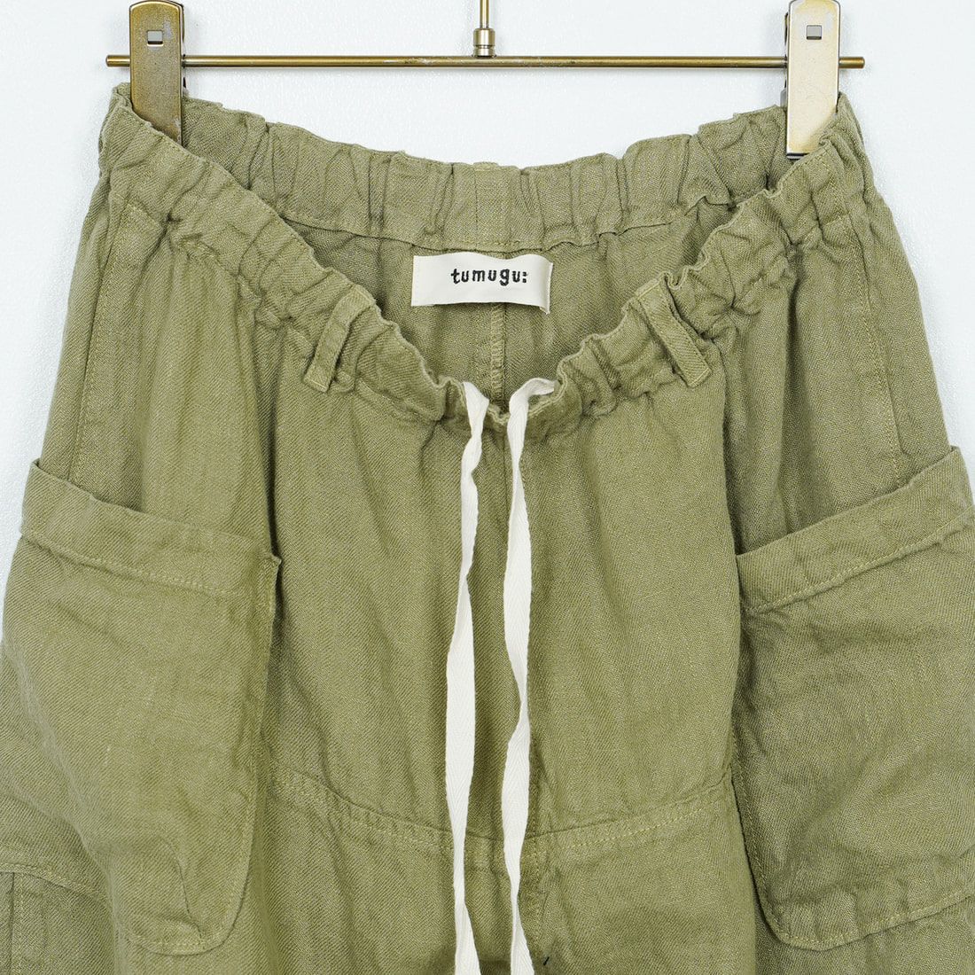 tumugu: [ツムグ] ソリトリネン イージーパンツ [TB23244A-WA] 33 KHAKI