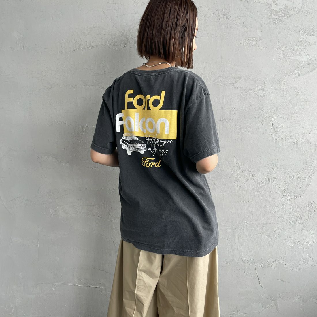 GOOD ROCK SPEED [グッドロックスピード] ファルコン Tシャツ [25FOD009W] CHARCOAL &&モデル身長：160cm 着用サイズ：F&&