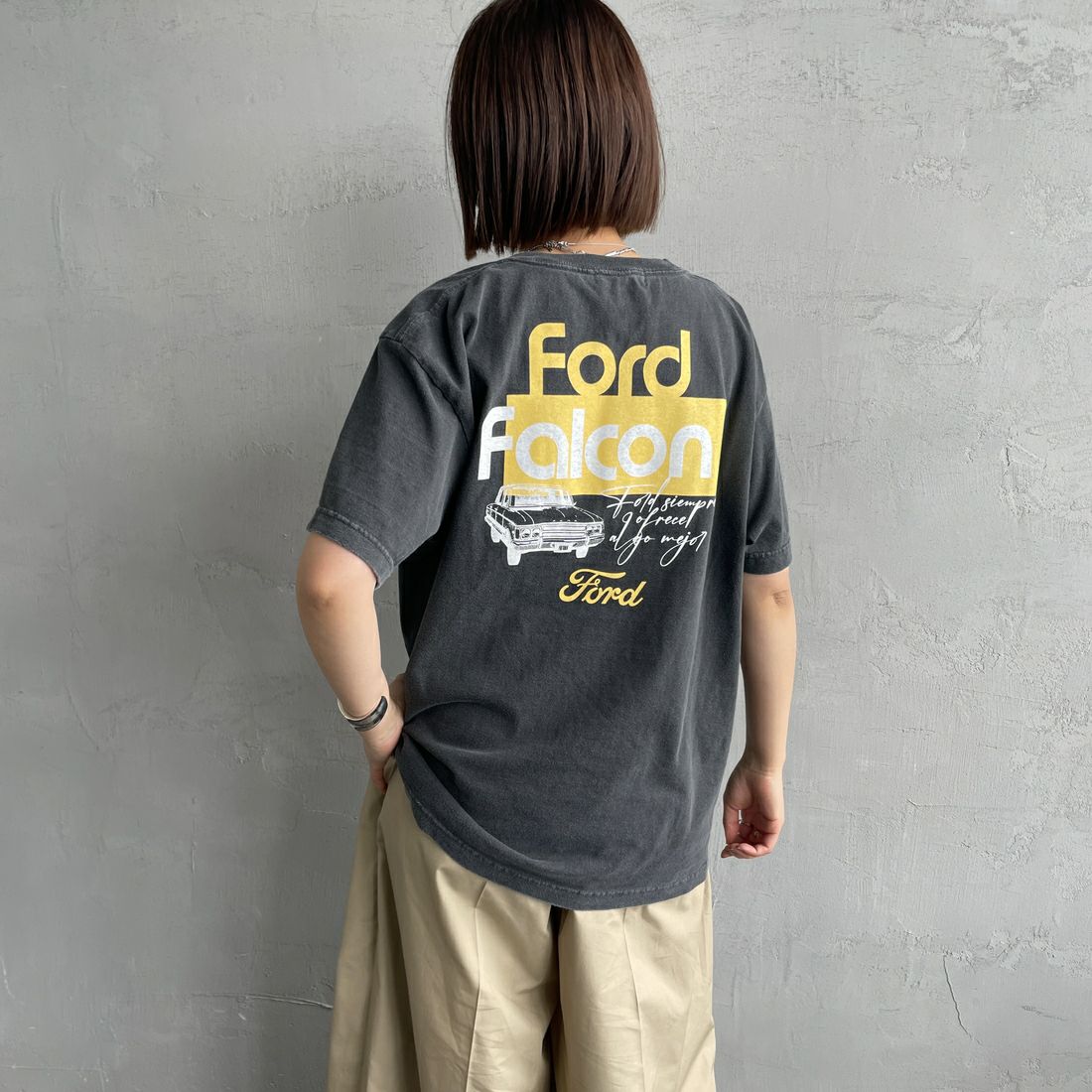 GOOD ROCK SPEED [グッドロックスピード] ファルコン Tシャツ [25FOD009W] CHARCOAL &&モデル身長：160cm 着用サイズ：F&&