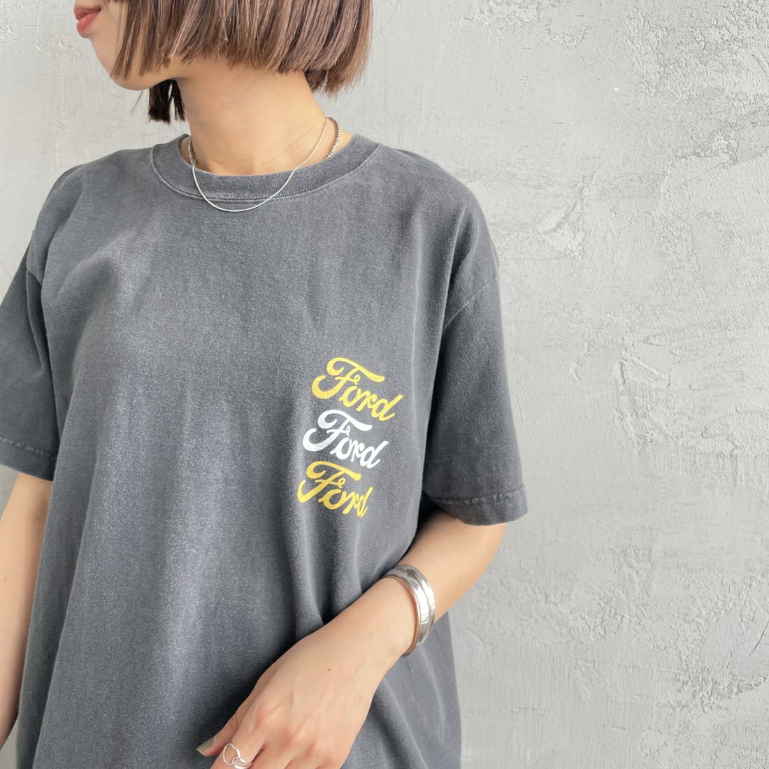 GOOD ROCK SPEED [グッドロックスピード] ファルコン Tシャツ [25FOD009W] CHARCOAL &&モデル身長：160cm 着用サイズ：F&&