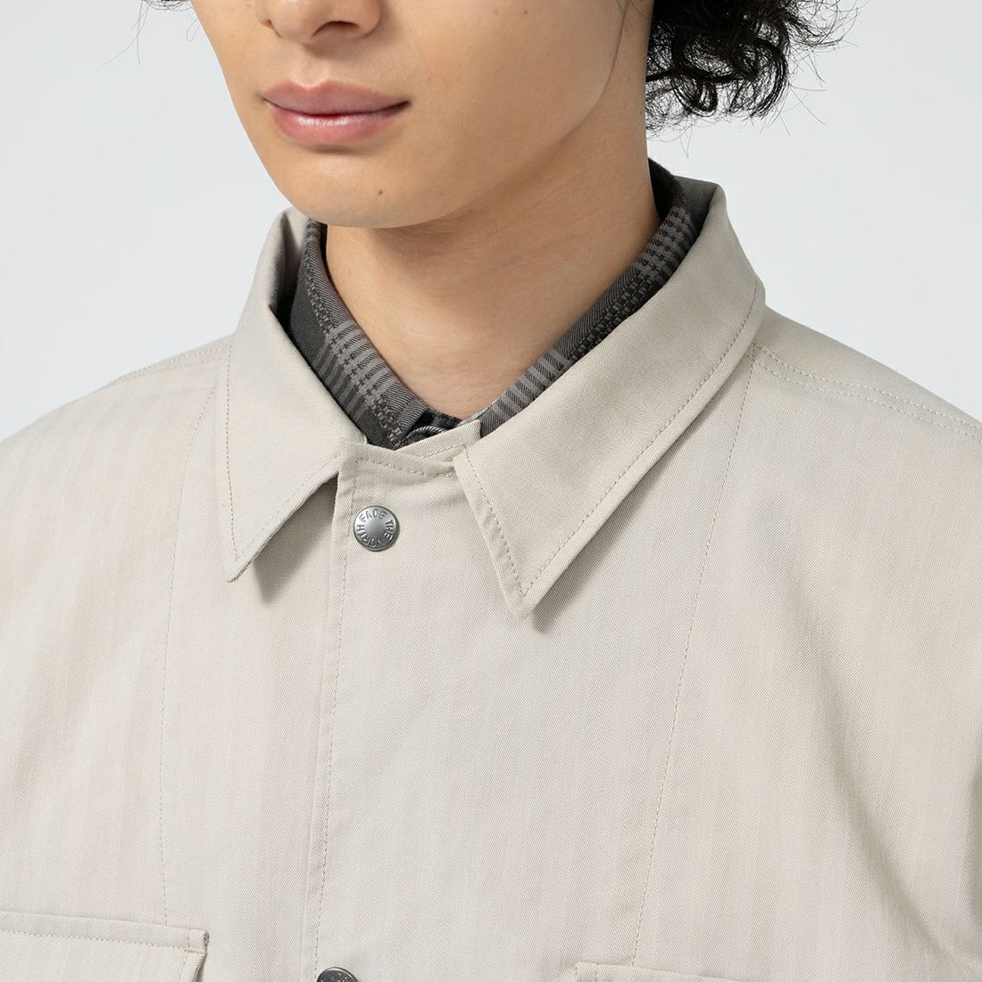 THE NORTH FACE PURPLE LABEL [ザ ノースフェイス パープルレーベル] ヘリンボーンフィールドジャケット [N25SA034] LB L BEIG &&モデル身長：180cm 着用サイズ：M&&