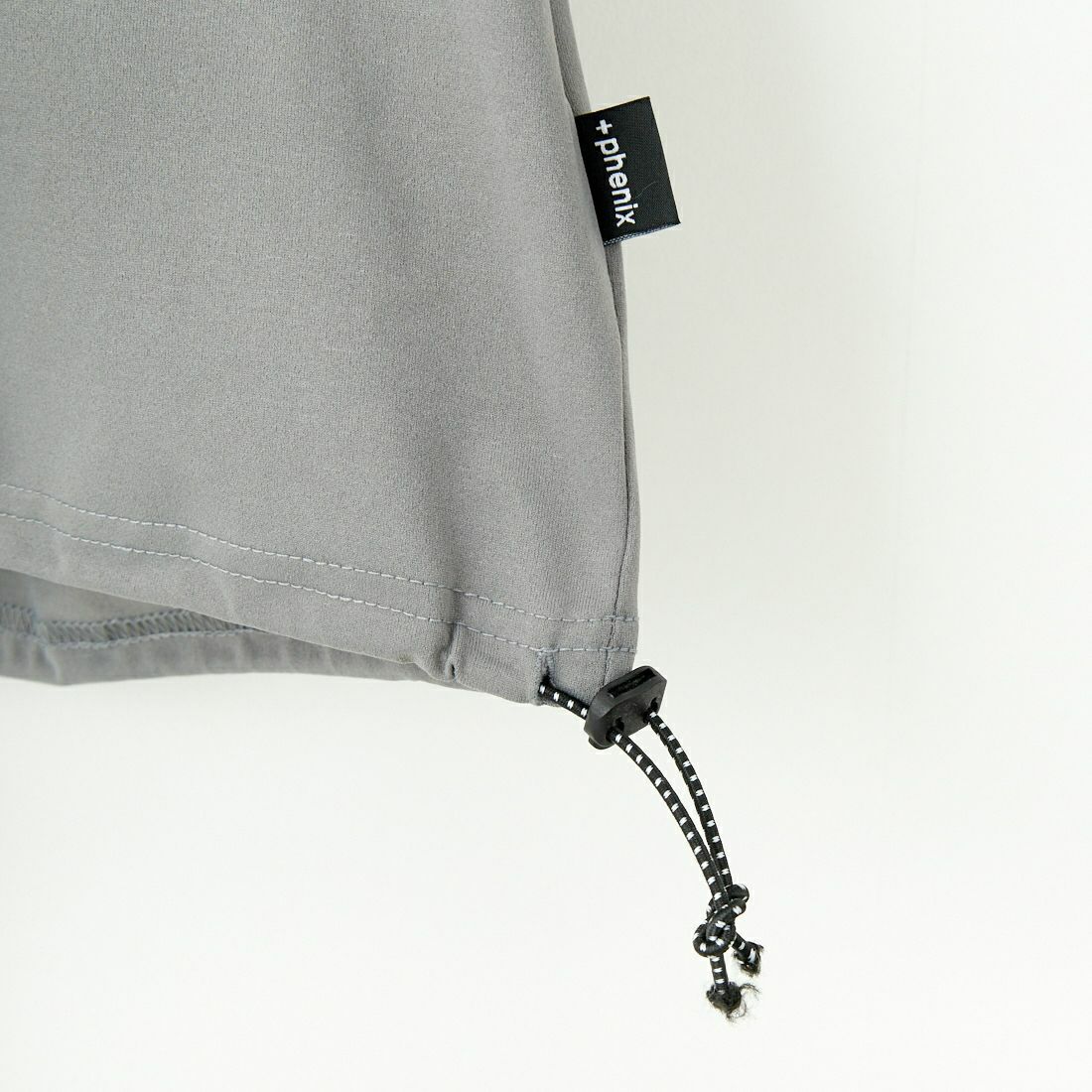 +phenix [プラスフェニックス] 別注 ワンポイント刺繍ロゴ ドローコードTシャツ [POT-25004IN-JF] GRAY