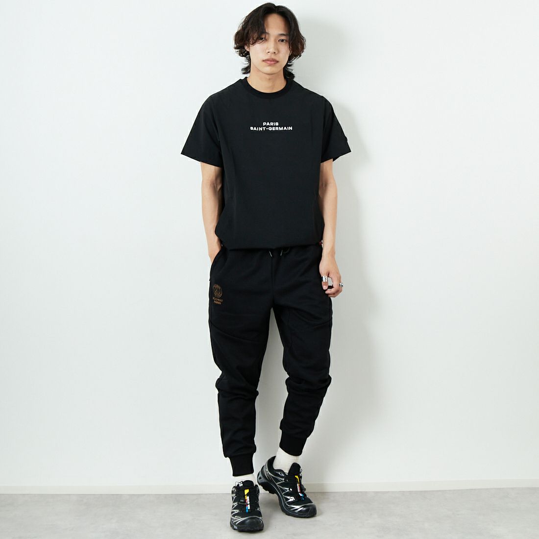 PARIS SAINT-GERMAN [パリ・サンジェルマン] LWテックフリースパンツ [PS1125SS0001] BLACK &&モデル身長：179cm 着用サイズ：XL&&
