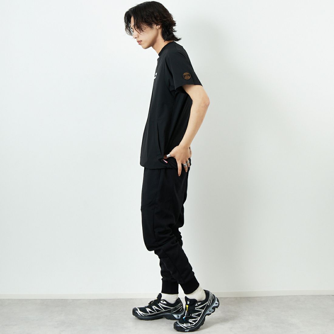 PARIS SAINT-GERMAN [パリ・サンジェルマン] LWテックフリースパンツ [PS1125SS0001] BLACK &&モデル身長：179cm 着用サイズ：XL&&