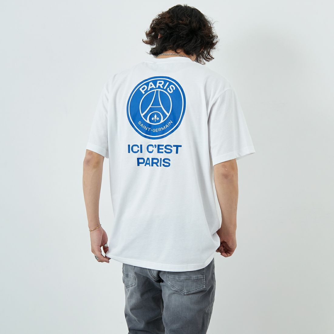 PARIS SAINT-GERMAN [パリ・サンジェルマン] PSGロゴ バックプリントTシャツ [PS0125SS0004] WHITE &&モデル身長：179cm 着用サイズ：XL&&