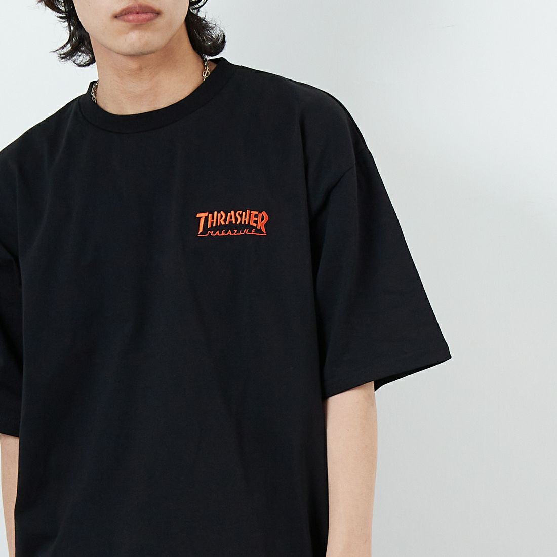 THRASHER [スラッシャー] ショートスリーブTシャツ [TH24SU02] BLK &&モデル身長：179cm 着用サイズ：L&&