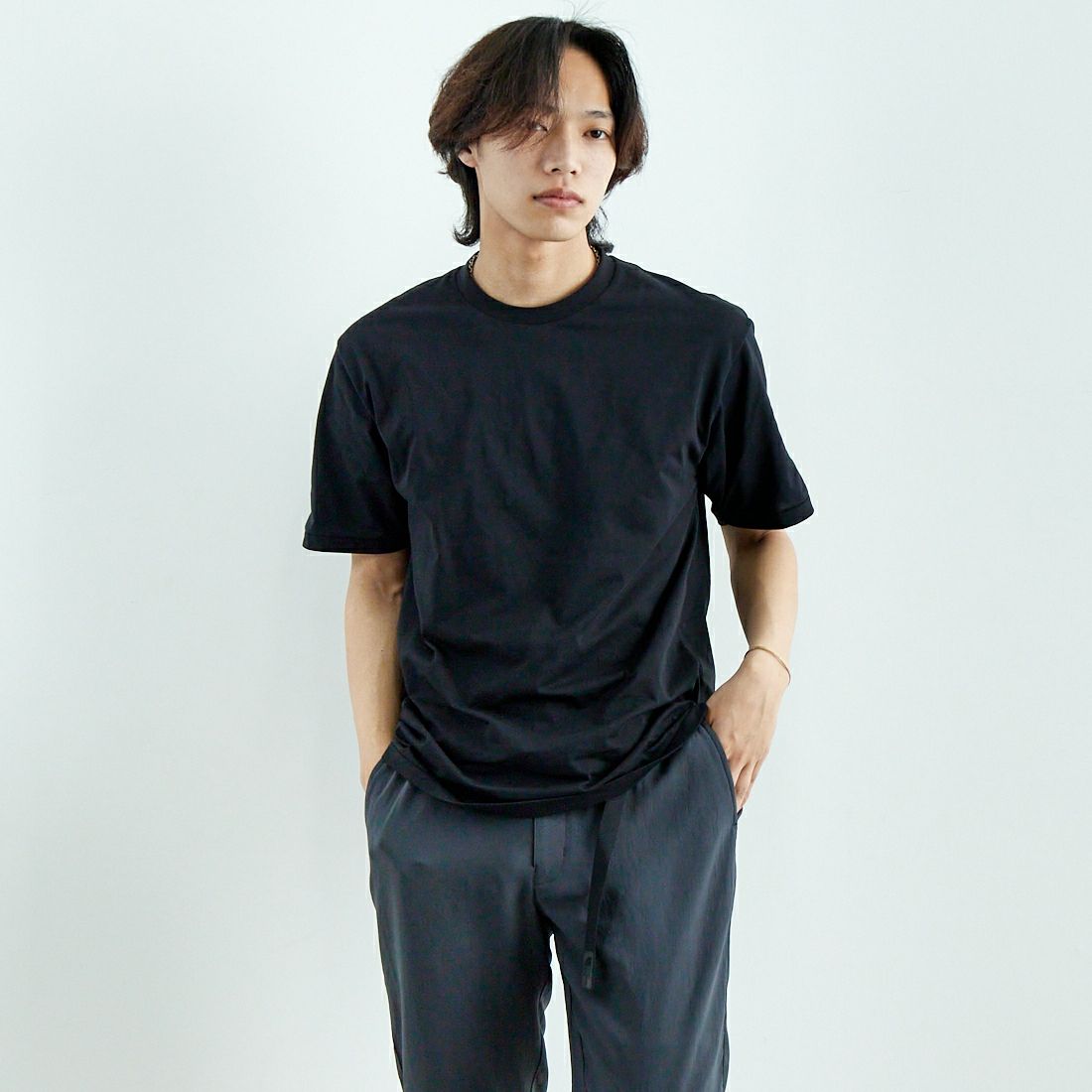 THE NORTH FACE [ザ ノースフェイス] ショートスリーブ フラッシュドライパックTシャツ [NT32542] K &&モデル身長：179cm 着用サイズ：L&&