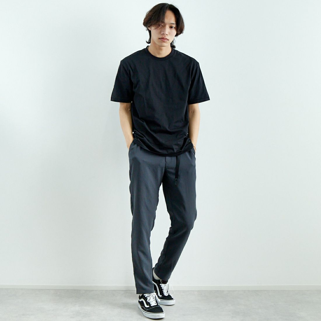 THE NORTH FACE [ザ ノースフェイス] ショートスリーブ フラッシュドライパックTシャツ [NT32542] K &&モデル身長：179cm 着用サイズ：L&&