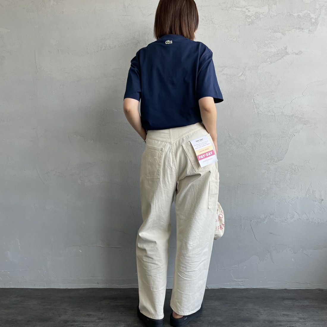 LACOSTE [ラコステ] スモールパリロゴクルーネックTシャツ [TH2739] 166 NAVY &&モデル身長：160cm 着用サイズ：F&&