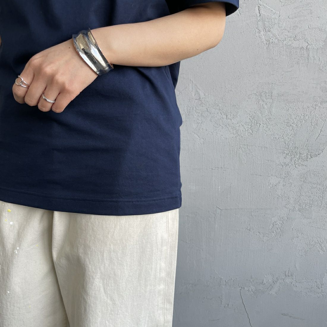 LACOSTE [ラコステ] スモールパリロゴクルーネックTシャツ [TH2739] 166 NAVY &&モデル身長：160cm 着用サイズ：F&&