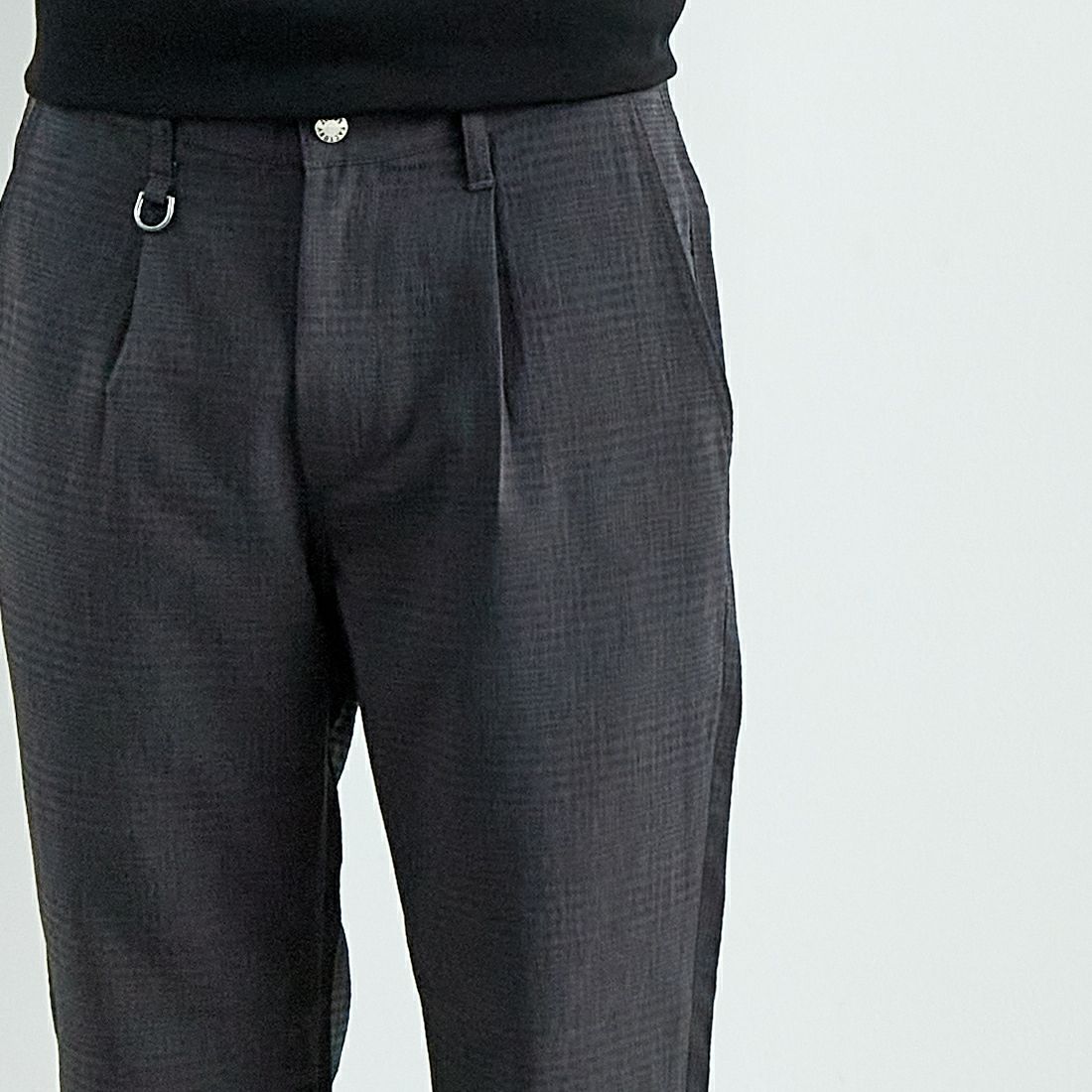 Jeans Factory Clothes [ジーンズファクトリークローズ] EVALETリランチャ1Pイージートラウザー [JFC-252-004] CHK BLK &&モデル身長：179cm 着用サイズ：L&&