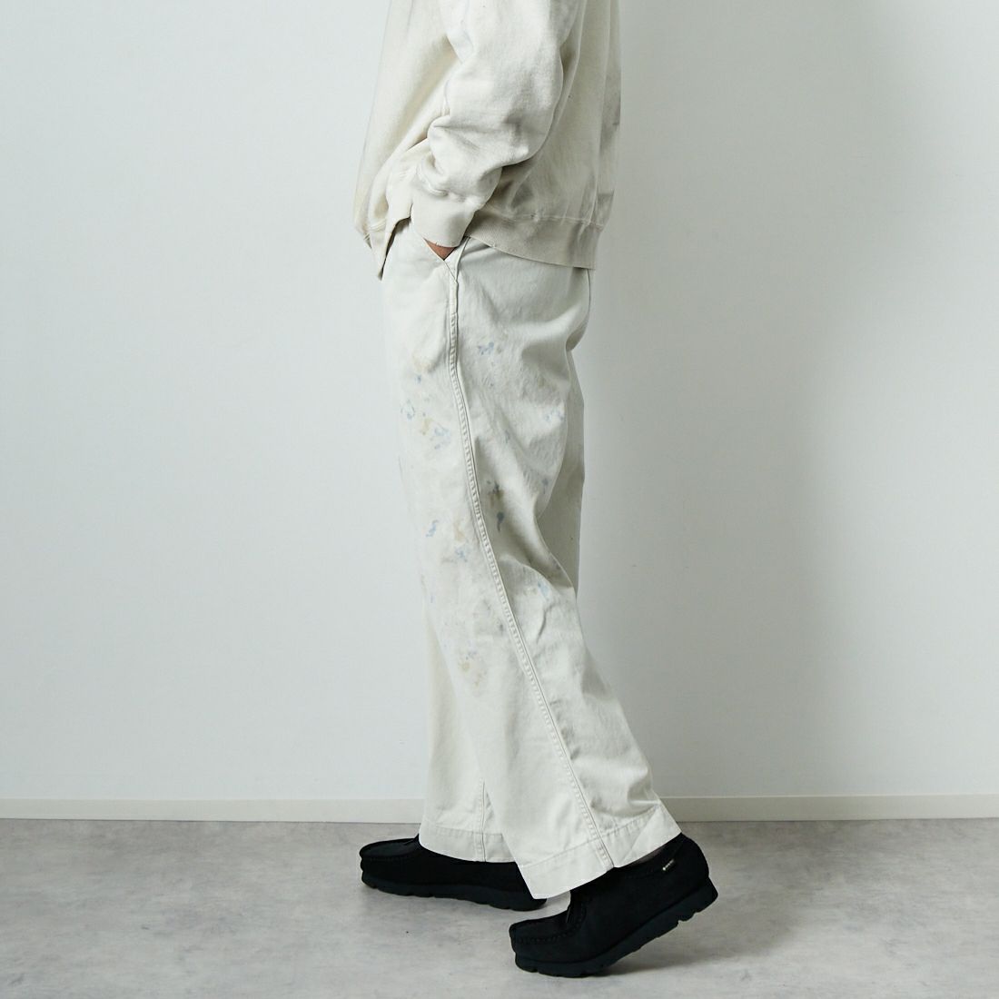 BOW WOW [バウワウ] ステインドワークトラウザー [BW251-SWT] O.BEIGE AG &&モデル身長：179cm 着用サイズ：L&&