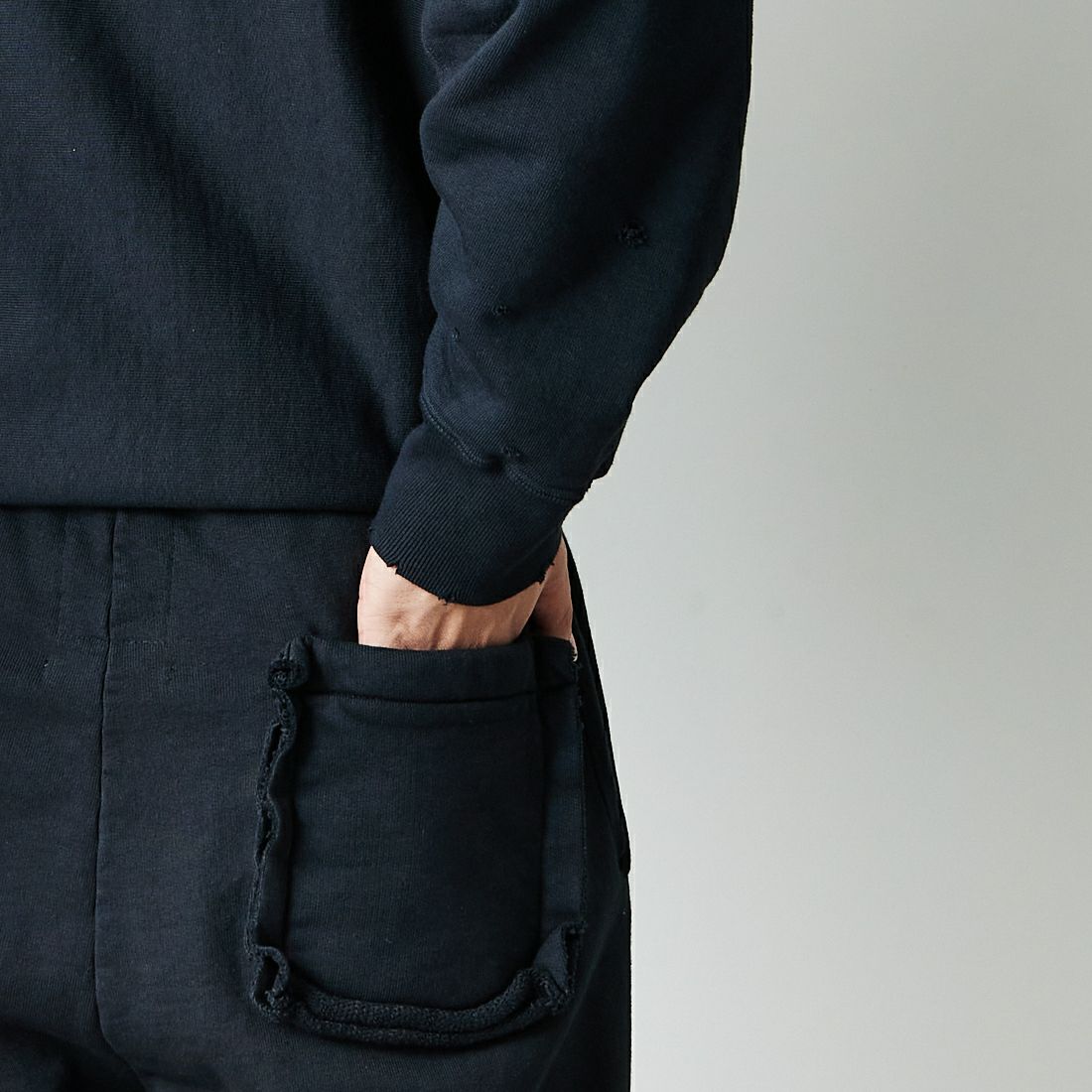 BOW WOW [バウワウ] ウェストポイントスウェットパンツ [BW251-WPSP] BLACK &&モデル身長：179cm 着用サイズ：M&&