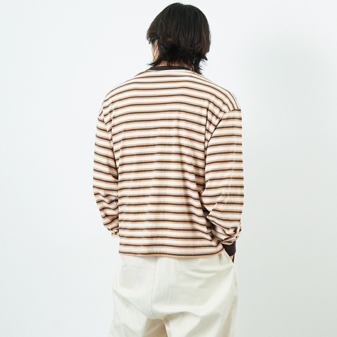 Name. [ネーム] ボーダーロングスリーブTシャツ [NMCU-044] BRN/ORANGE