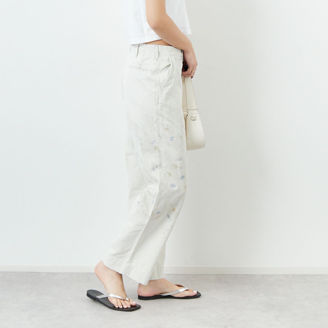 BOW WOW [バウワウ] ステインドワークトラウザー [BW251-SWT] O.BEIGE AG &&モデル身長：167cm 着用サイズ：S&&