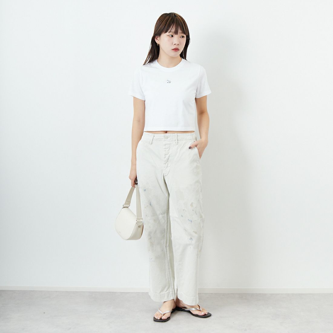 BOW WOW [バウワウ] ステインドワークトラウザー [BW251-SWT] O.BEIGE AG &&モデル身長：167cm 着用サイズ：S&&