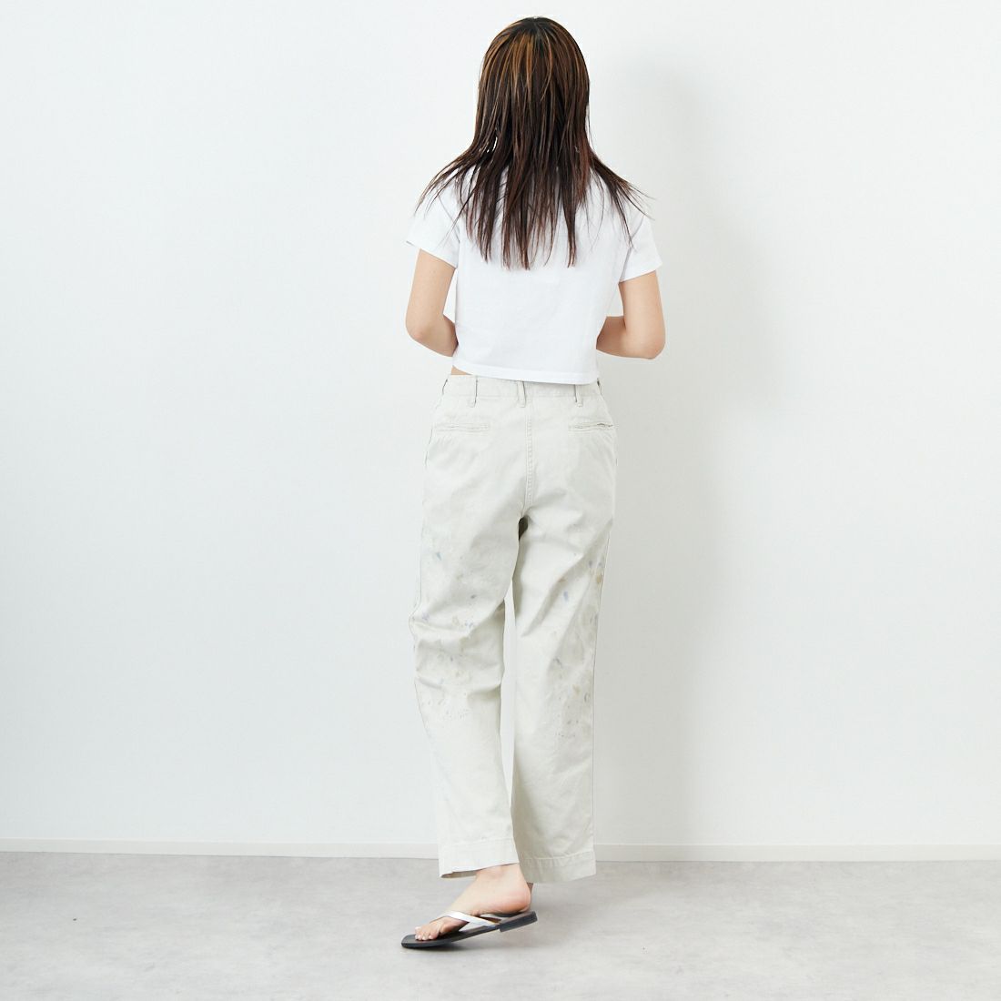BOW WOW [バウワウ] ステインドワークトラウザー [BW251-SWT] O.BEIGE AG &&モデル身長：167cm 着用サイズ：S&&