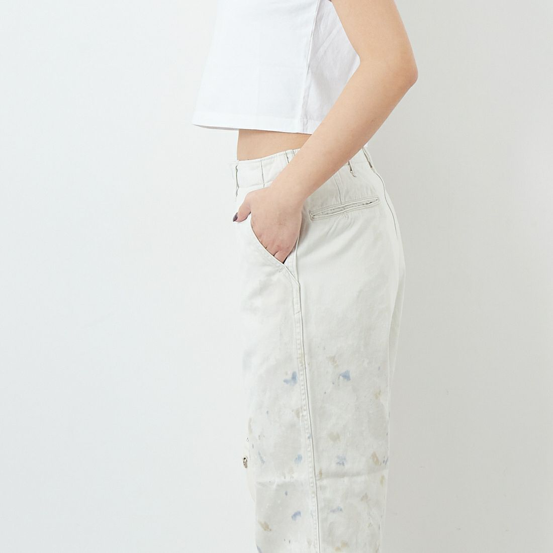 BOW WOW [バウワウ] ステインドワークトラウザー [BW251-SWT] O.BEIGE AG &&モデル身長：167cm 着用サイズ：S&&