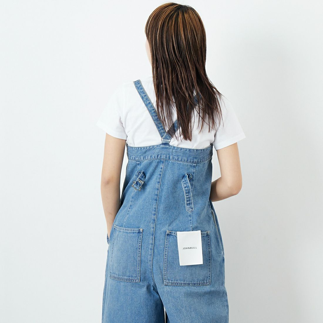 Johnbull [ジョンブル] デニムタックベアサロペット [JL251P21] 016 ﾌﾞﾘｰﾁ &&モデル身長：167cm 着用サイズ：S&&