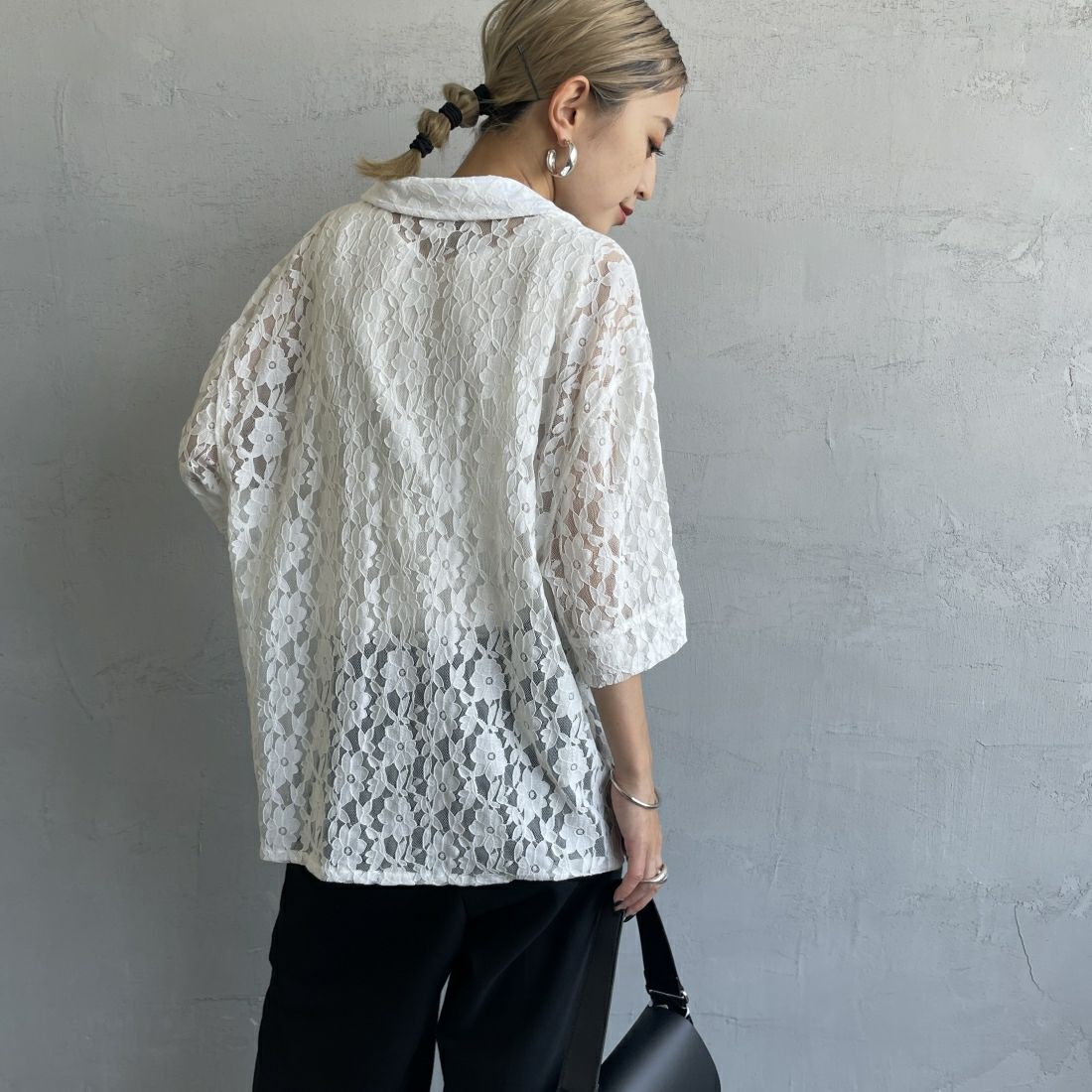 FRED PERRY [フレッドペリー] レースシャツ [G9170] 129 SNOW W &&モデル身長：150cm 着用サイズ：10&&