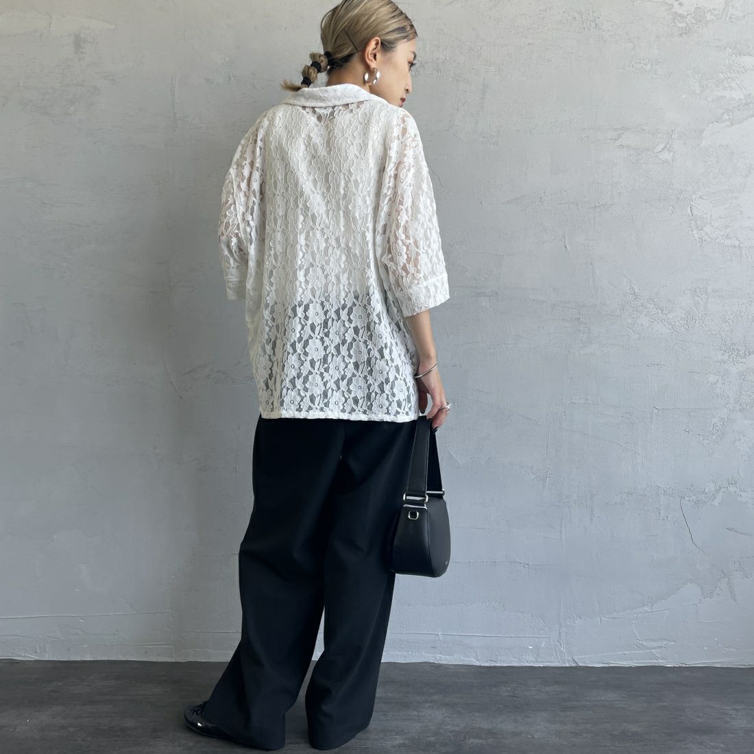 FRED PERRY [フレッドペリー] レースシャツ [G9170] 129 SNOW W &&モデル身長：150cm 着用サイズ：10&&