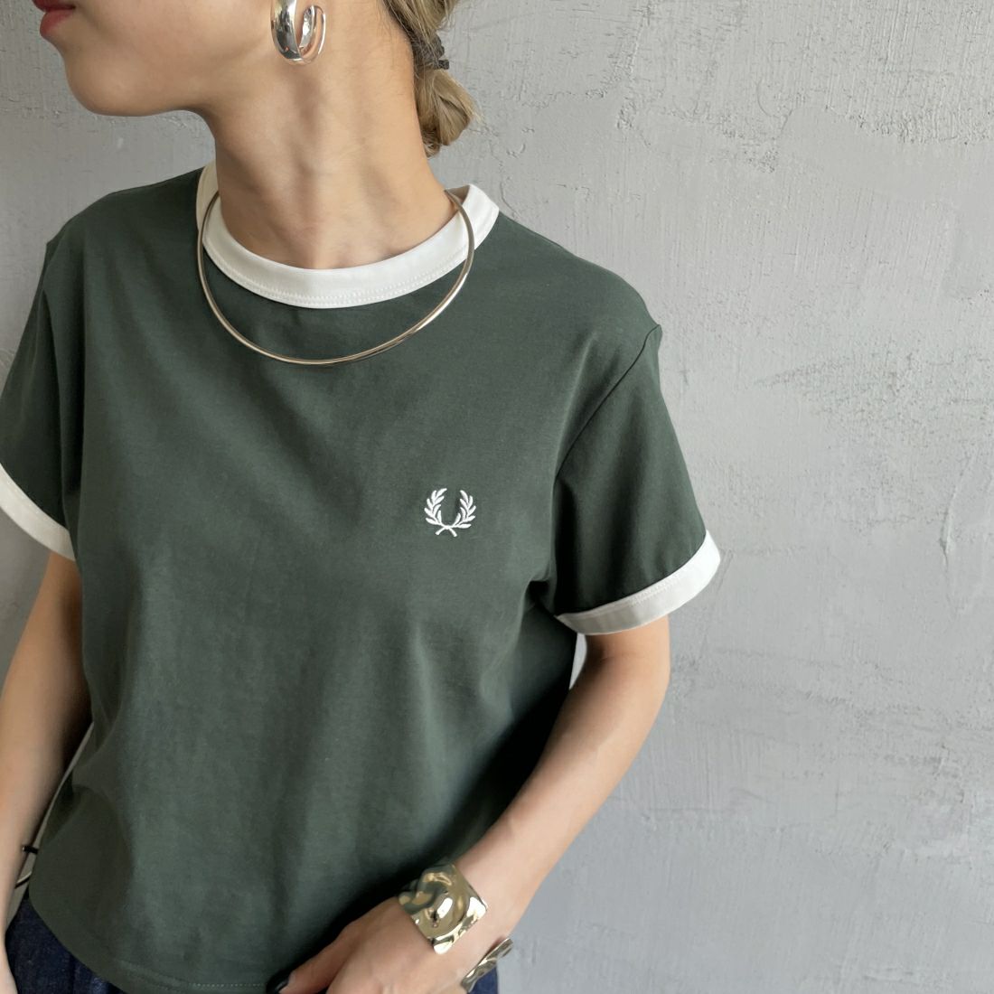 FRED PERRY [フレッドペリー] クロップド リンガーTシャツ [G9163] X89 COURT
