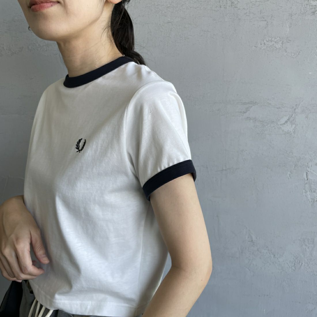 FRED PERRY [フレッドペリー] クロップド リンガーTシャツ [G9163] 129 SNOW W