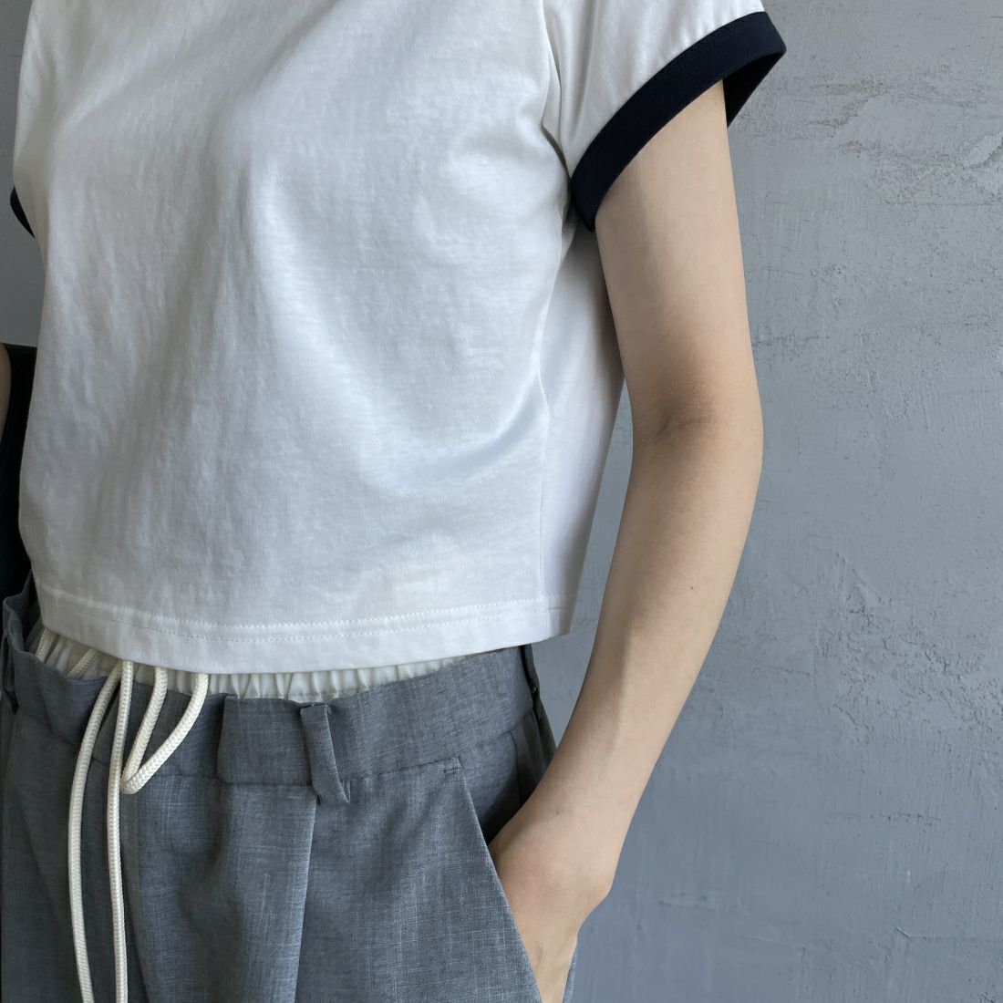 FRED PERRY [フレッドペリー] クロップド リンガーTシャツ [G9163] 129 SNOW W