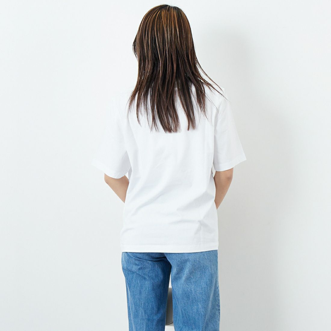 MAISON KITSUNE [メゾン キツネ] ベビーフォックスパッチ コンフォートTシャツ [OW00130KJ0008] P100 WHITE &&モデル身長：167cm 着用サイズ：M&&
