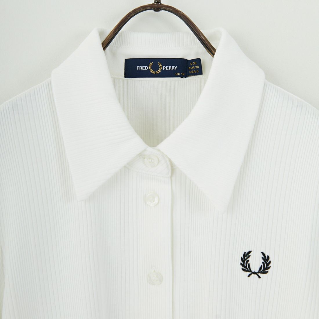 FRED PERRY [フレッドペリー] ワンポイントロゴ刺繍 リブポロシャツ [G9169] 129 SNOW W
