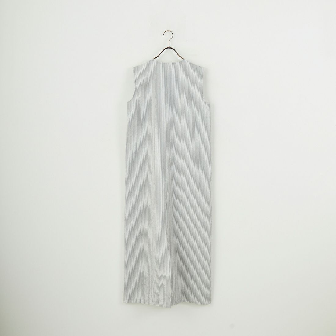 THOUSAND MILE [サウザンド マイル] 別注 ストライプ柄 シアサッカーハーフジップノースリーブワンピース [TM251ST50962-JF] GRAY ST