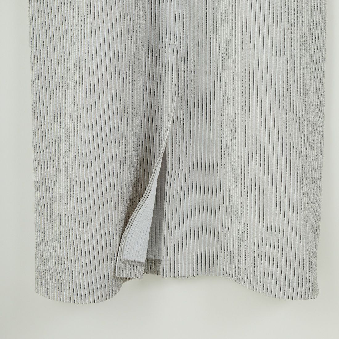 THOUSAND MILE [サウザンド マイル] 別注 ストライプ柄 シアサッカーハーフジップノースリーブワンピース [TM251ST50962-JF] GRAY ST