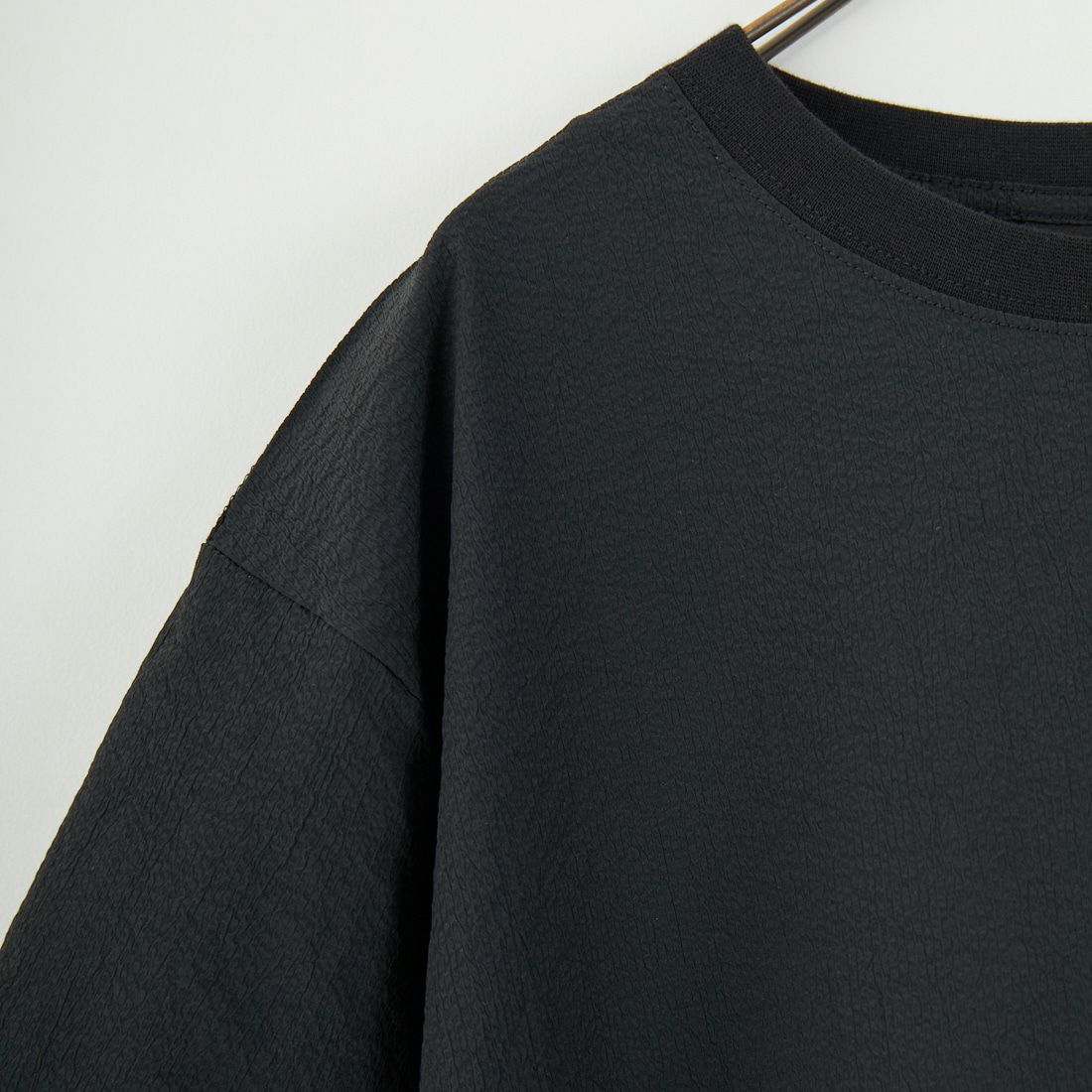THOUSAND MILE [サウザンド マイル] 別注 シアサッカー ロゴジップ ショートスリーブワンピース [TM251SS50972-JF] BLACK
