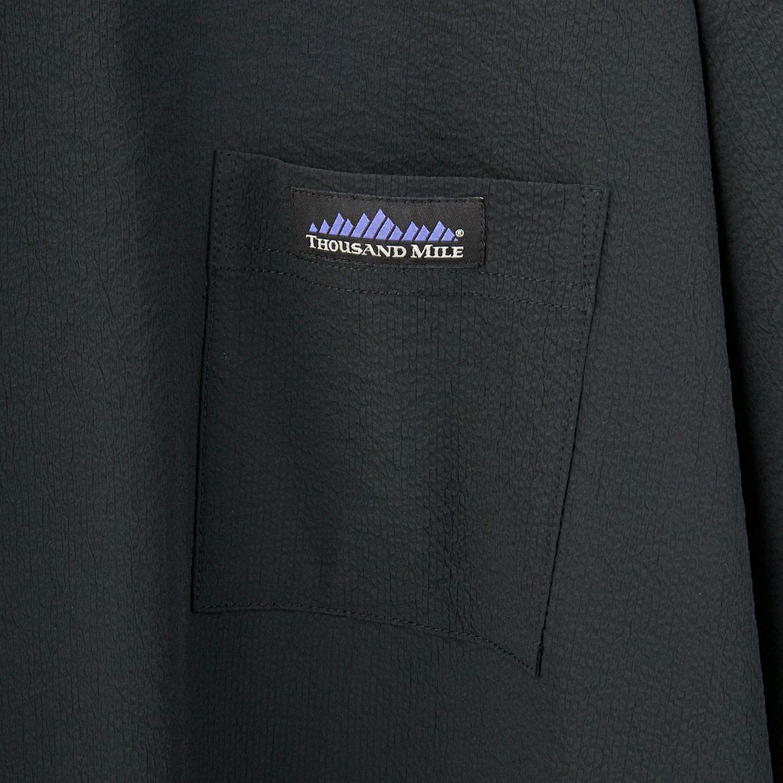 THOUSAND MILE [サウザンド マイル] 別注 シアサッカー ロゴジップ ショートスリーブワンピース [TM251SS50972-JF] BLACK