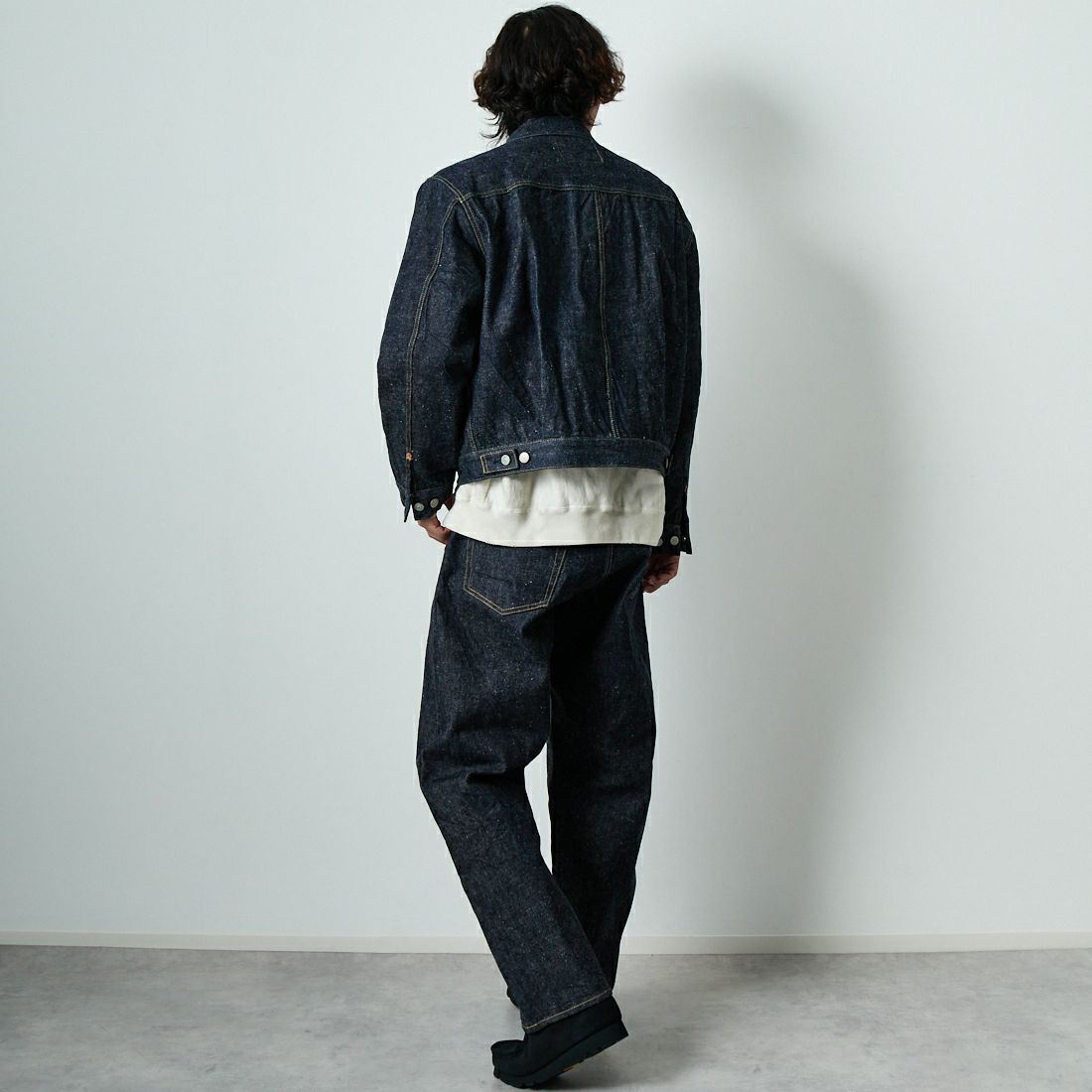 GOLD [ゴールド] 14オンス デニムジャケット [GL15674A] 128 NAVY &&モデル身長：179cm 着用サイズ：M&&