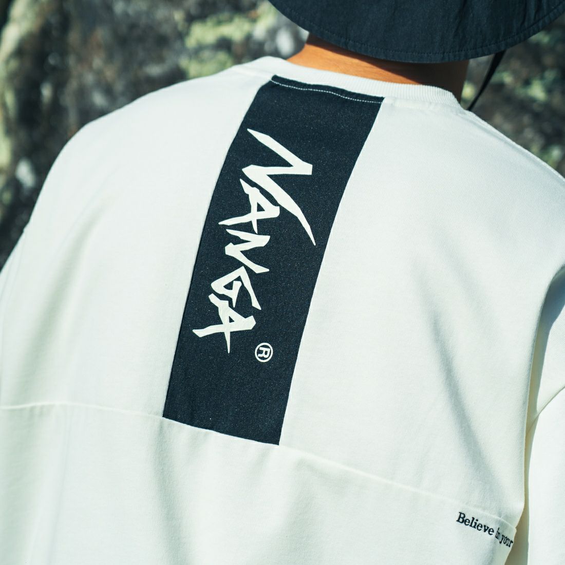 JEANSFACTORY × NANGA [ジーンズファクトリー × ナンガ] 別注 メッシュ切替え ドローコードTシャツ [NW25SS-JF7] WHITE