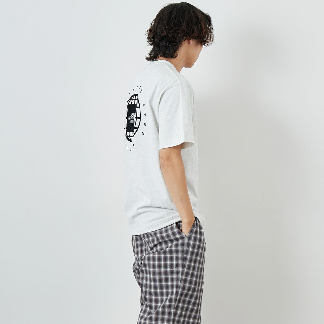 THE NORTH FACE [ザ ノースフェイス] ショートスリーブジオスクエアロゴTシャツ [NT32541] WX &&モデル身長：179cm 着用サイズ：L&&