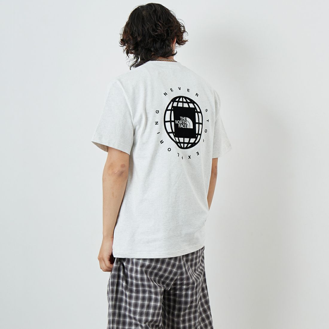 THE NORTH FACE [ザ ノースフェイス] ショートスリーブジオスクエアロゴTシャツ [NT32541] WX &&モデル身長：179cm 着用サイズ：L&&