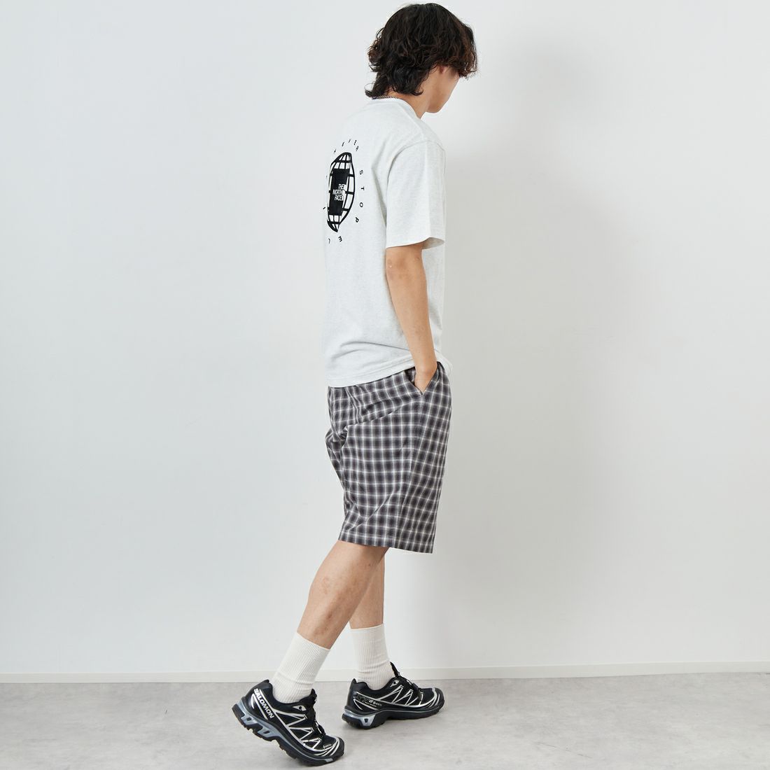 THE NORTH FACE [ザ ノースフェイス] ショートスリーブジオスクエアロゴTシャツ [NT32541] WX &&モデル身長：179cm 着用サイズ：L&&