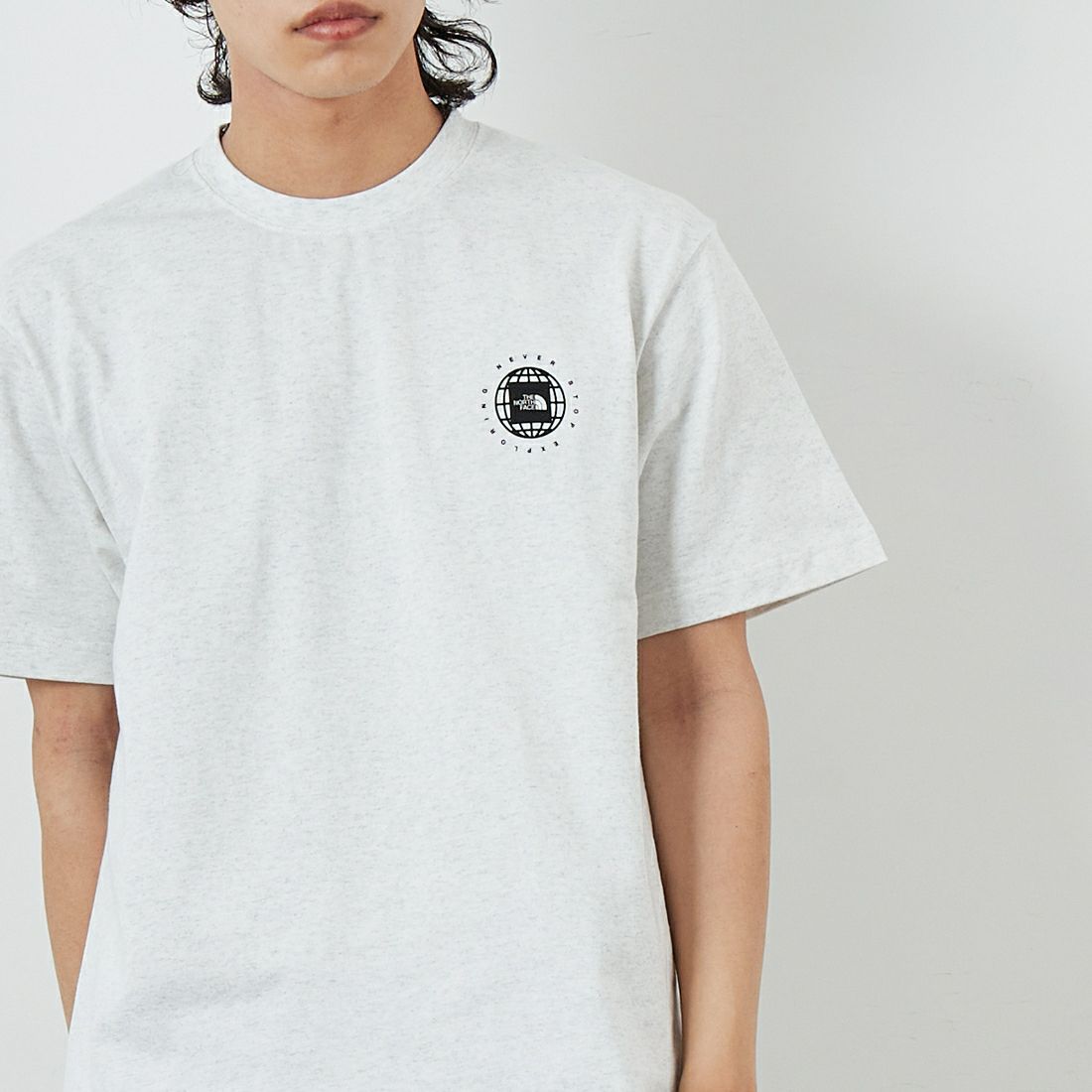 THE NORTH FACE [ザ ノースフェイス] ショートスリーブジオスクエアロゴTシャツ [NT32541] WX &&モデル身長：179cm 着用サイズ：L&&