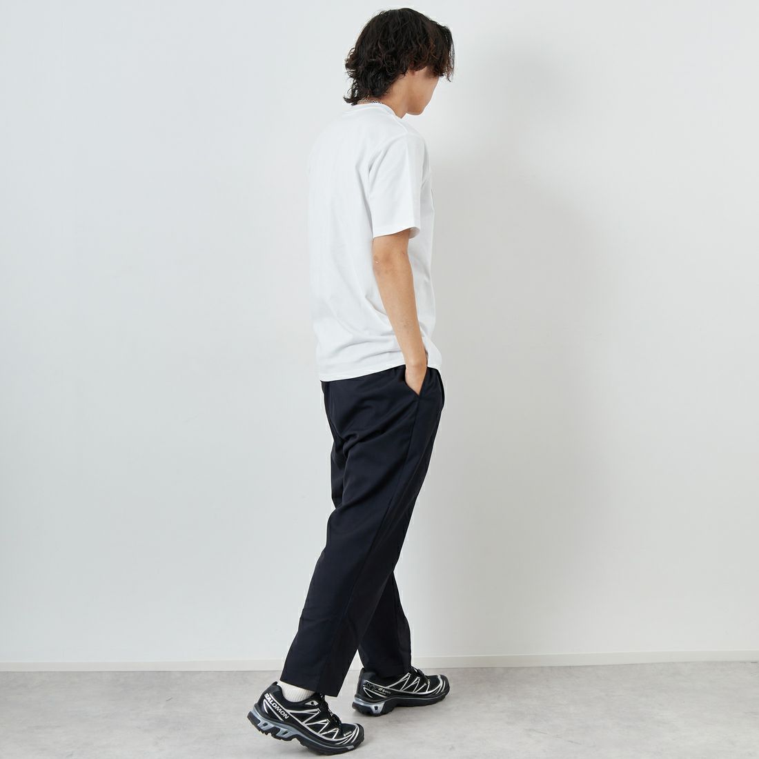 carhartt WIP [カーハートダブリューアイピー] ショートスリーブユニバーシティTシャツ [I034851] WHITE/BLAC &&モデル身長：179cm 着用サイズ：M&&