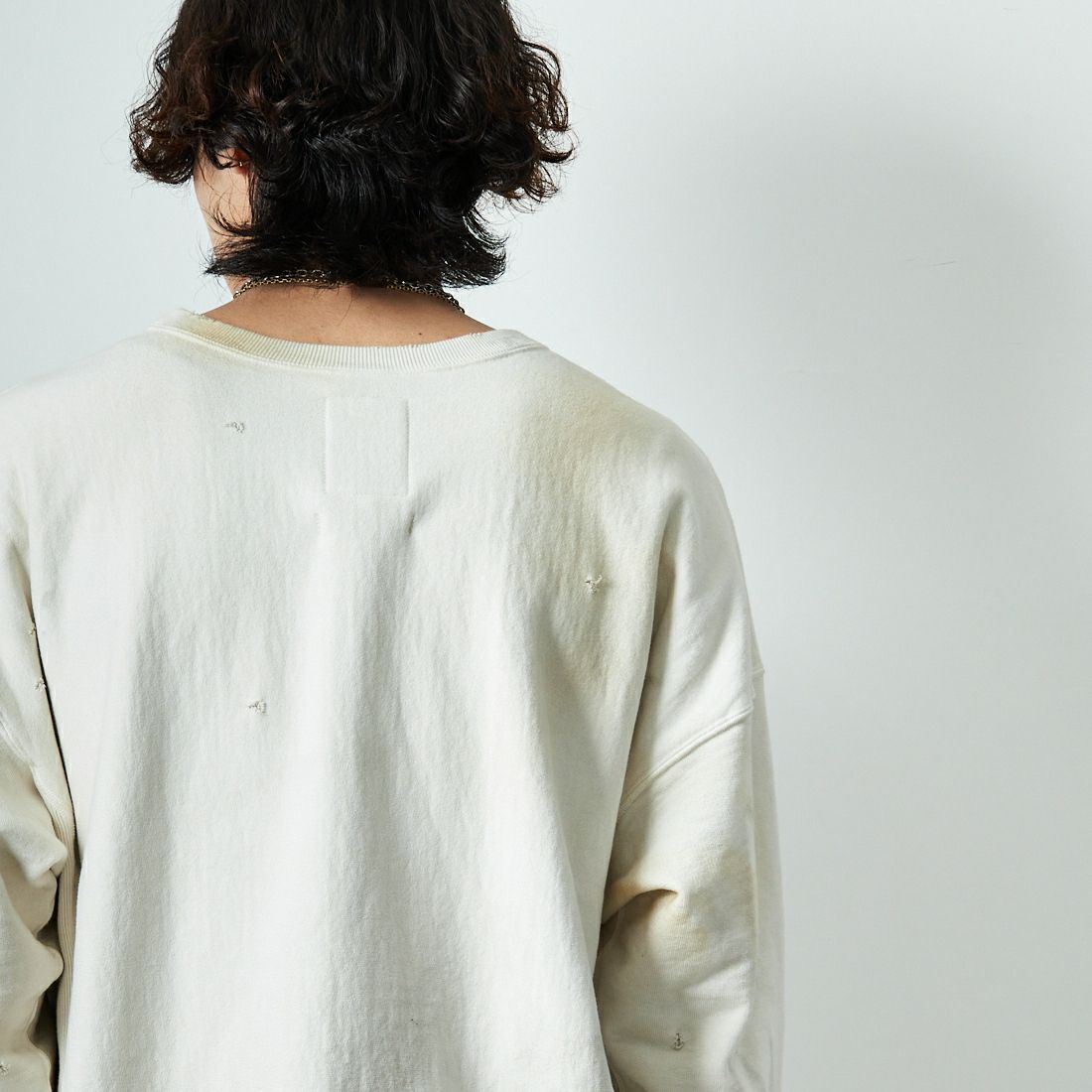 BOW WOW [バウワウ] BALL AND CHAIN ロングスリーブスウェット [BW251-BCSS] WHITE AGIN &&モデル身長：179cm 着用サイズ：XL&&