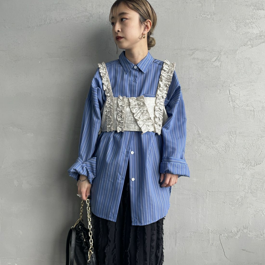 nenom [ネノム] マルチWAY箔フリルビスチェ [NE25112001] 02 OFF &&モデル身長：150cm 着用サイズ：F&&