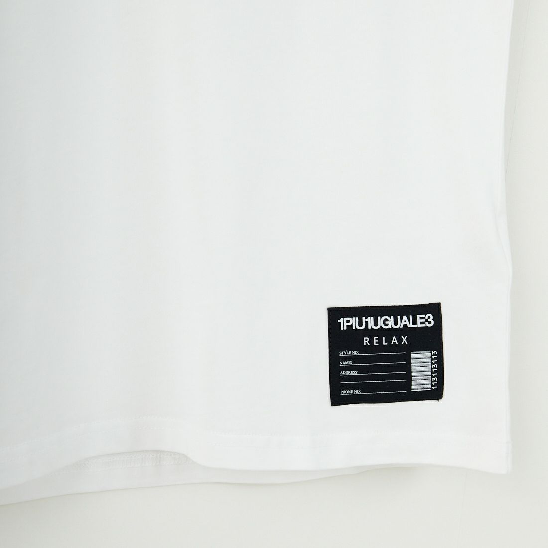 1PIU1UGUALE3 RELAX [ウノ ピゥ ウノ ウグァーレ トレ] パッチデザインロゴ半袖Tシャツ [UST-25064] SN10 WHITE