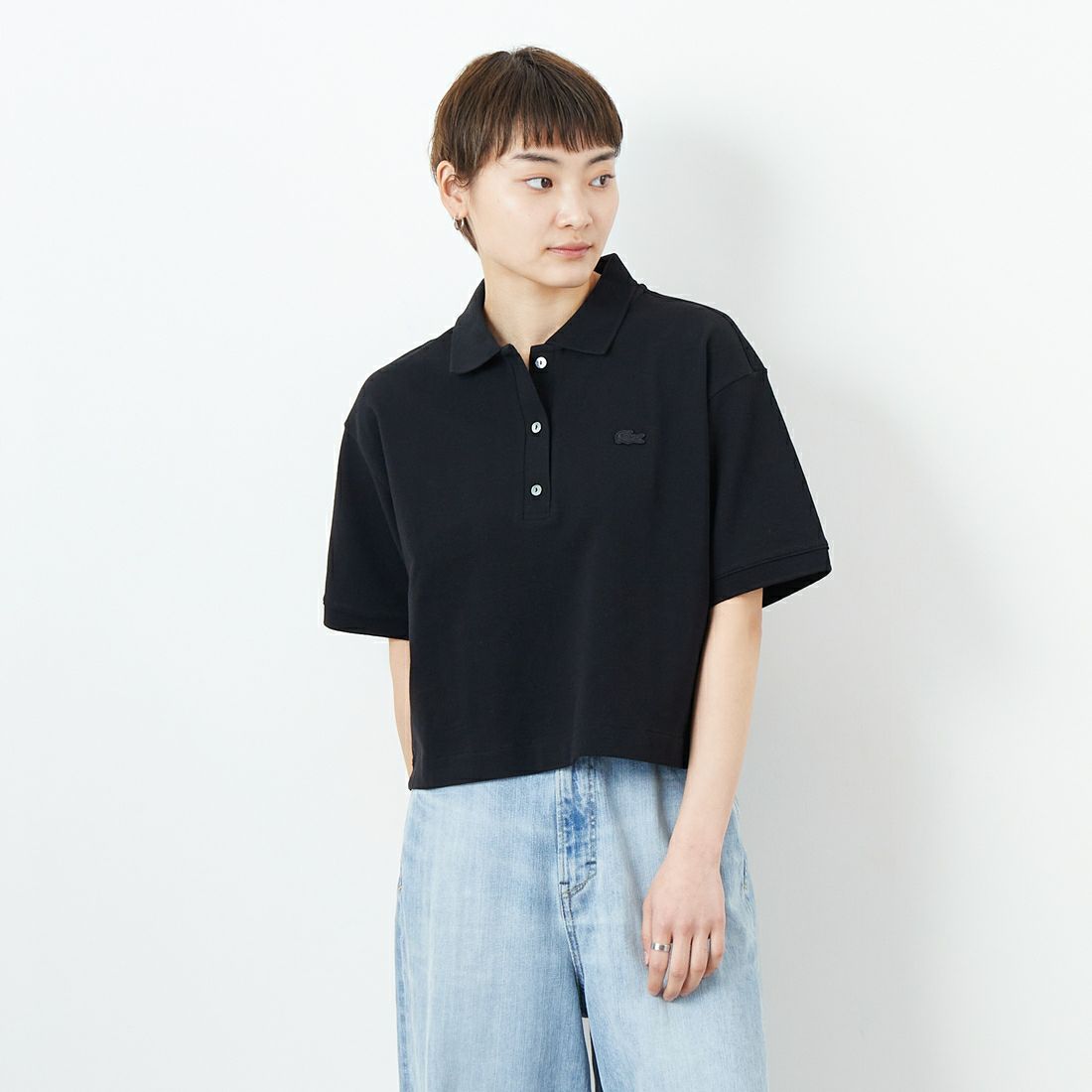 LACOSTE [ラコステ] ポロシャツ [PF007] 031 BLACK &&モデル身長：160cm 着用サイズ：36&&