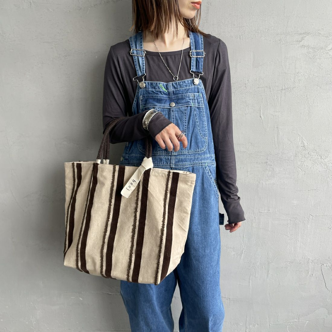 beej [ビージ] ストライプビッグトートバッグ [25SS-PWMI-IT003